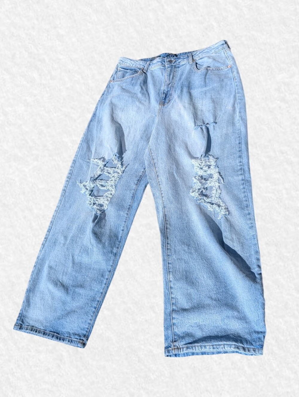 Wild Fable NEW Plus Size 18: Light Blue High-Rise Distressed Wide-Leg Jean-Women - Picture 2 of 8